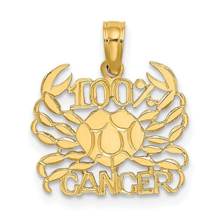 14k Yellow Gold 100% Cancer Pendant