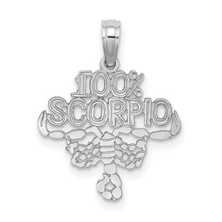 14k White Gold 100% SCORPIO Pendant
