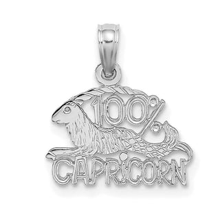 14k White Gold 100% CAPRICORN Pendant