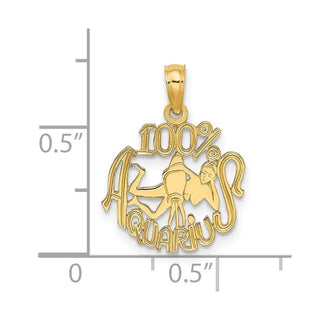 14k Yellow Gold 100% Aquarius Pendant D4064