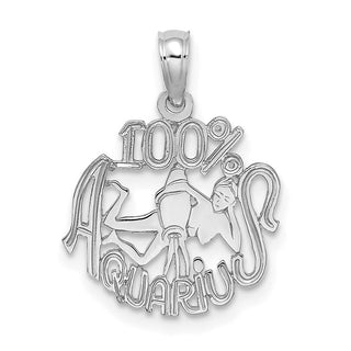 14k White Gold 100% AQUARIUS Pendant