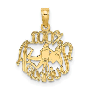 14k Yellow Gold 100% Aquarius Pendant D4064