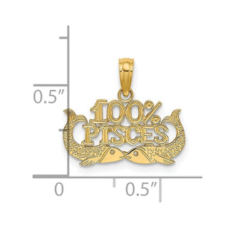 14k Yellow Gold 100% PISCES Pendant D4065
