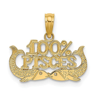 14k Yellow Gold 100% PISCES Pendant D4065