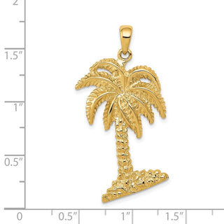 14k Yellow Gold Large Palm Tree Pendant
