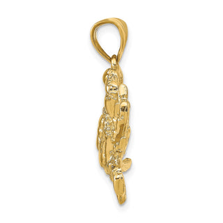 14k Yellow Gold Blue Crab Pendant D4109