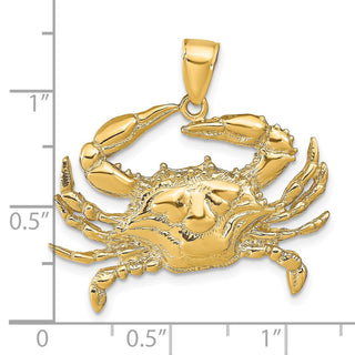 14k Yellow Gold Blue Crab Pendant D4109