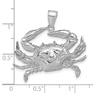 14k White Gold Blue Crab Pendant