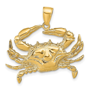 10k Yellow Gold Blue Crab Pendant