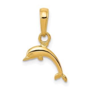 14k Yellow Gold Mini Dolphin Pendant