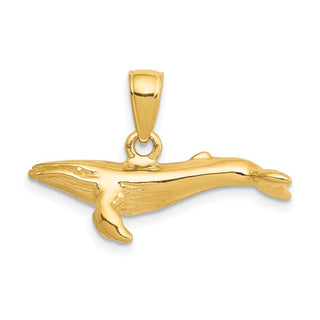 14k Yellow Gold 3-D Humpback Whale Pendant