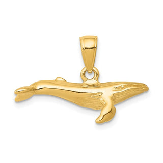 14k Yellow Gold 3-D Humpback Whale Pendant