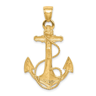 14k Yellow Gold 2-D Anchor w/Rope Pendant