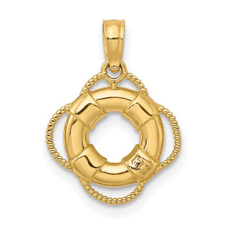 14k Yellow Gold 3D Lifesaver Pendant