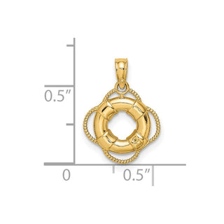 14k Yellow Gold 3D Lifesaver Pendant