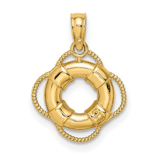 14k Yellow Gold 3D Lifesaver Pendant
