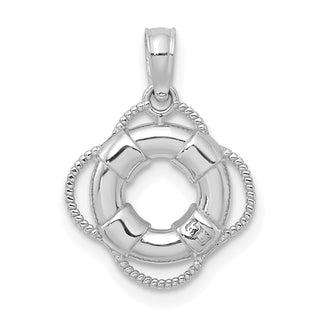 14k White Gold 3D Lifesaver Pendant