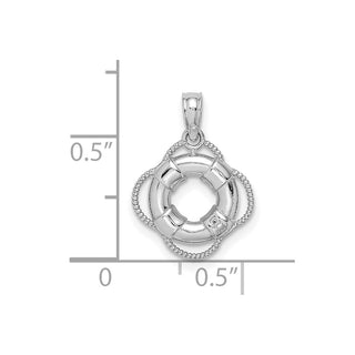 14k White Gold 3D Lifesaver Pendant