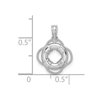 14k White Gold 3D Lifesaver Pendant