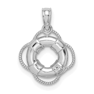 14k White Gold 3D Lifesaver Pendant