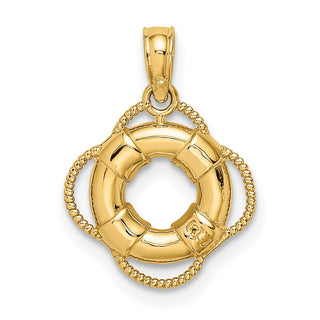 14k Yellow Gold 3D Lifesaver Pendant