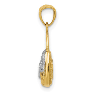 14k Yellow Gold And Rhodium Reversible Heart Handbag Pendant