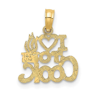 14k Yellow Gold I Heart To Cook Pendant