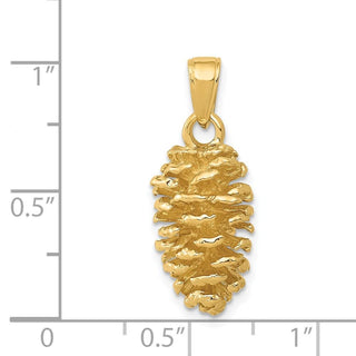 14k Yellow Gold 3-D Pinecone Pendant