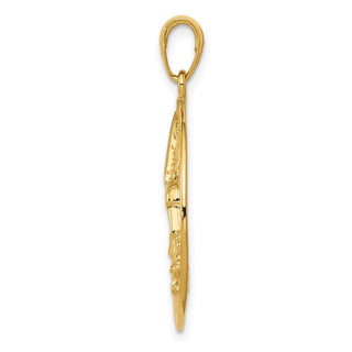 14k Yellow Gold Hummingbird In Round Frame Pendant D4196