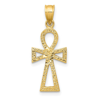 14k Yellow Gold Ankh Cross Pendant D42