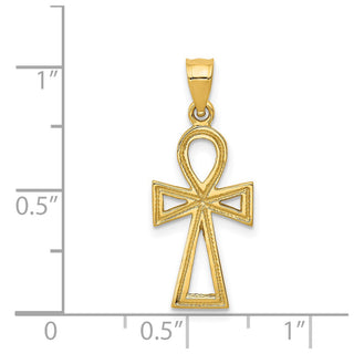 14k Yellow Gold Ankh Cross Pendant D42