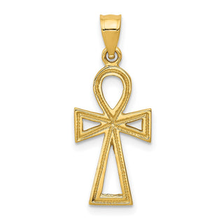 14k Yellow Gold Ankh Cross Pendant D42