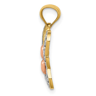 14k Yellow Gold & Rhodium Butterfly Pendant D4201