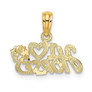 14k Yellow Gold I Heart Horses Pendant