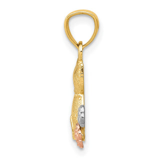 14k Yellow Gold And Rhodium Cats Pendant