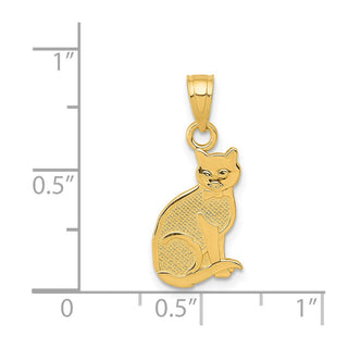 14k Yellow Gold I Heart My Cat On Reverse Cat Pendant