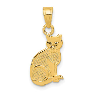 14k Yellow Gold I Heart My Cat On Reverse Cat Pendant