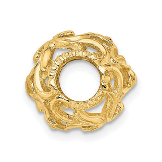 14k Yellow Gold 3-D Cut-Out Flower Barrel Slide Bead