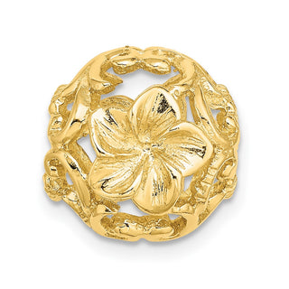 14k Yellow Gold 3-D Cut-Out Flower Barrel Slide Bead