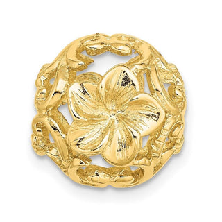 14k Yellow Gold 3-D Cut-Out Flower Barrel Slide Bead