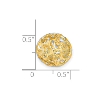 14k Yellow Gold 3-D Cut-Out Flower Barrel Slide Bead