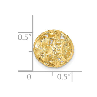 14k Yellow Gold 3-D Cut-Out Flower Barrel Slide Bead