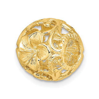 14k Yellow Gold 3-D Cut-Out Flower Barrel Slide Bead