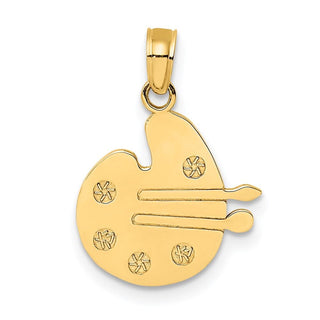 14k Yellow Gold Paint Pallet And Brushes Pendant