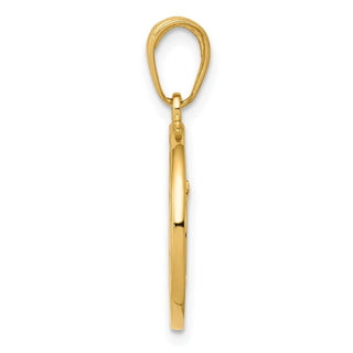 14k Yellow Gold Cut-Out Round Frame Yoga Om Symbol Pendant
