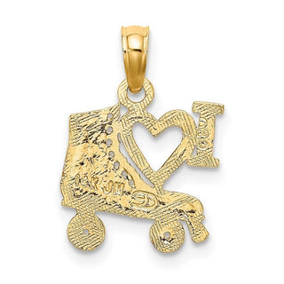 14k Yellow Gold I HEART w/Roller Skate Pendant