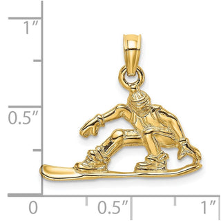 14k Yellow Gold Snowboarder Pendant