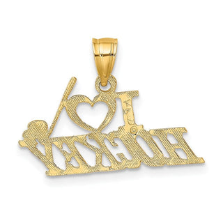 14k Yellow Gold I Love Hockey Pendant