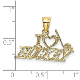 14k Yellow Gold I Love Hockey Pendant