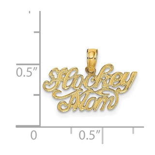 14k Yellow Gold Hockey Mom Pendant